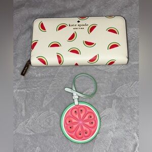 Kate Spade Staci Watermelon Party Large Continental Saffiano Wallet & Bag Charm